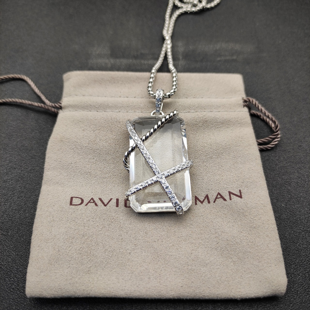 David Yurman White Crystal Bezel Necklace